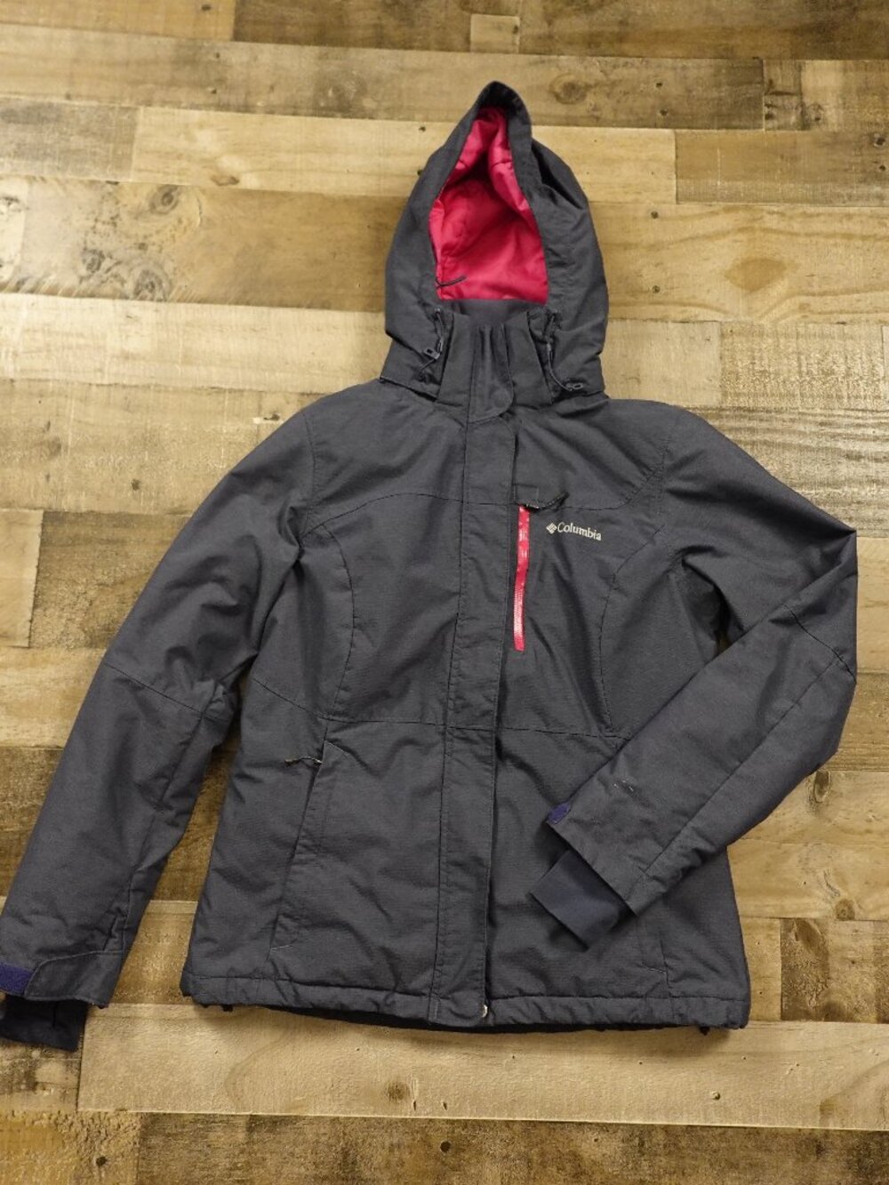Columbia Alpine Action Omni-Heat Ski Jacket Women’s Medium Blue Gray Pink Hooded